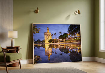 Wandbild | Torre del Oro in Sevilla bei Nacht