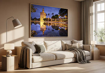 Wandbild | Torre del Oro in Sevilla bei Nacht
