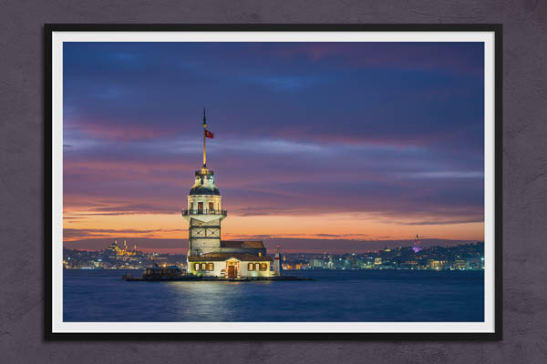 Fine Art Print | Maiden's Tower in Istanbul at night