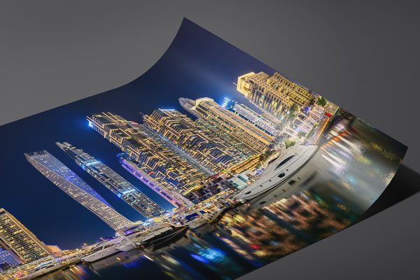Kunstdruck / Poster | Nachtpanorama von Dubai Marina