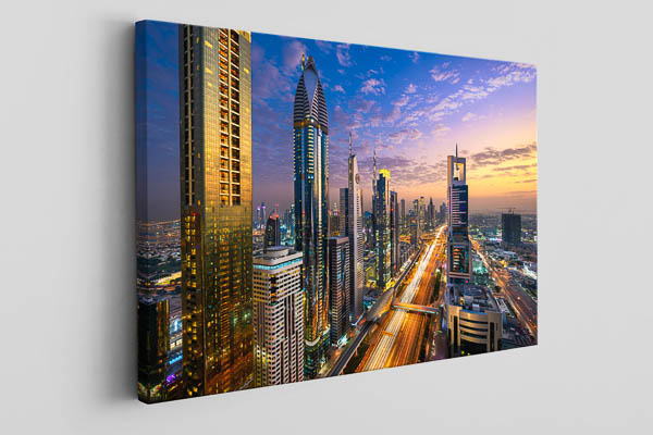 Leinwand | Skyline von Dubai zum Sonnenuntergang