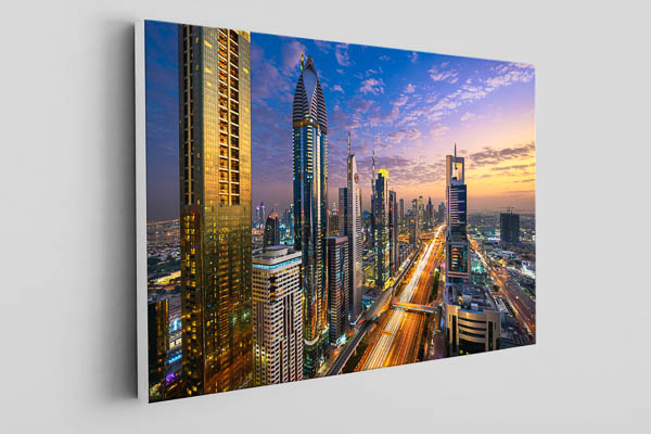Leinwand | Skyline von Dubai zum Sonnenuntergang