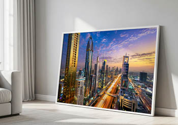 Wandbild | Skyline von Dubai zum Sonnenuntergang