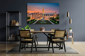 Wandbild | Sonnenuntergang in der Altstadt von Brüssel
