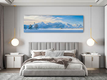 Wall Art | St. Coloman church and Alps in Bavaria during winter