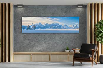 Wall Art | St. Coloman church and Alps in Bavaria during winter