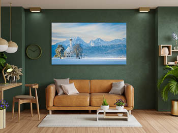 Wall Art | St. Coloman church and Alps in Bavaria during winter