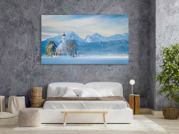 Wall Art | St. Coloman church and Alps in Bavaria during winter