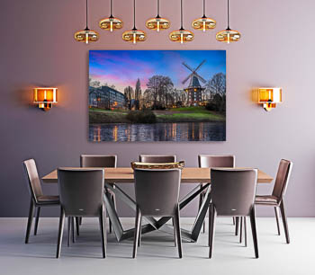 Wall Art | Winter sunset at a windmill in Bremen