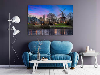 Wall Art | Winter sunset at a windmill in Bremen