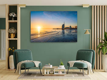 Wandbild | Sonnenuntergang an der Küste in Bremerhaven