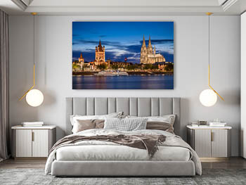 Wandbild | Altstadt und Kölner Dom bei Nacht