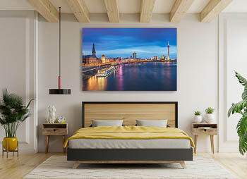 Wandbild | Skyline von Düsseldorf und der Rhein