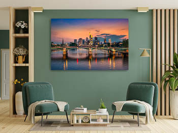 Wandbild | Skyline von Frankfurt zum Sonnenuntergang