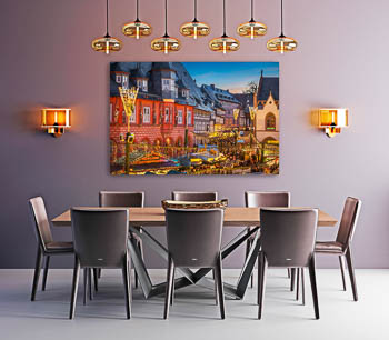 Wall Art | Historic buildings with Christmas lights in Goslar