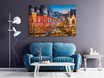 Wall Art | Historic buildings with Christmas lights in Goslar