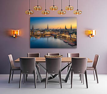 Wall Art | Sunset skyline of Hamburg