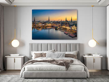 Wall Art | Sunset skyline of Hamburg