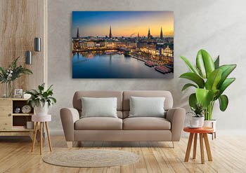 Wall Art | Sunset skyline of Hamburg