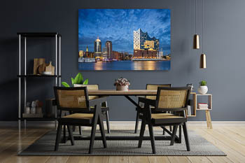 Wandbild | Nächtliche Skyline von Hamburg mit Elbphilharmonie