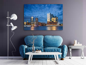 Wall Art | Night skyline of Hamburg with Elbphilharmonie