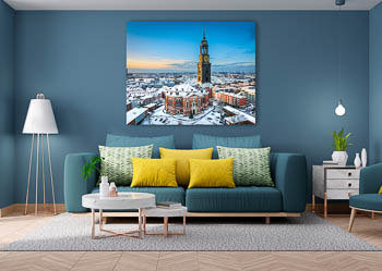 Wandbild | Michel (St. Michaelis Kirche) in Hamburg im Winter