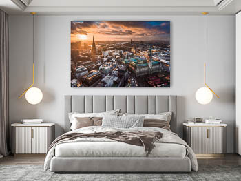 Wandbild | Skyline von Hamburg zum Sonnenuntergang