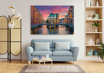 Wandbild | Sonnenuntergang in der Speicherstadt in Hamburg