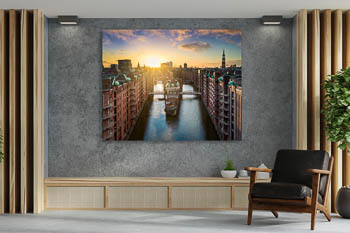 Wall Art | Sunset in the Speicherstadt in Hamburg