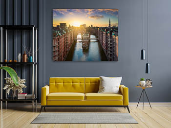 Wall Art | Sunset in the Speicherstadt in Hamburg