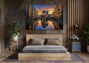 Wall Art | Sunset in the Speicherstadt district in Hamburg
