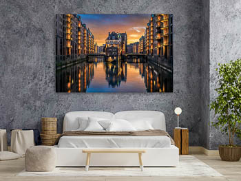 Wall Art | Sunset in the Speicherstadt district in Hamburg