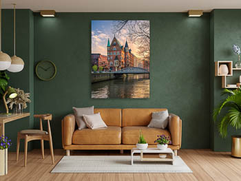 Wandbild | Sonnenuntergang in der Speicherstadt in Hamburg
