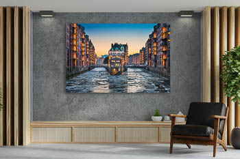Wall Art | Speicherstadt in Hamburg on a winter evening
