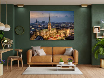Wandbild | Rathaus und Weihnachtsmarkt in Hamburg