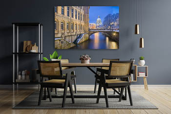 Wall Art | Leine river and Town Hall in Hannover during winter