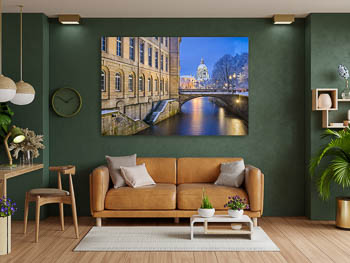 Wall Art | Leine river and Town Hall in Hannover during winter