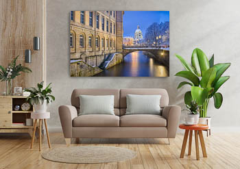 Wall Art | Leine river and Town Hall in Hannover during winter