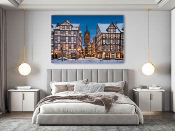 Wandbild | Marktkirche und die Altstadt von Hannover im Winter