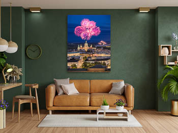 Wandbild | Skyline von Hannover bei Nacht mit Feuerwerk
