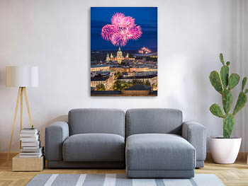 Wall Art | Skyline of Hannover at night with fireworks