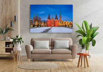 Wandbild | Winteransicht vom Holstentor in Lübeck