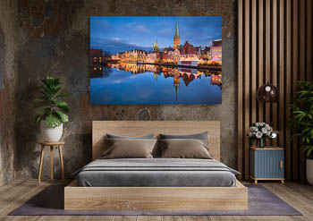 Wandbild | Altstadt von Lübeck mit Weihnachtsbeleuchtung