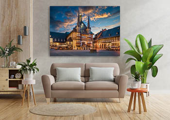 Wandbild | Rathaus von Wernigerode bei Nacht