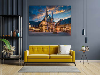 Wandbild | Rathaus von Wernigerode bei Nacht