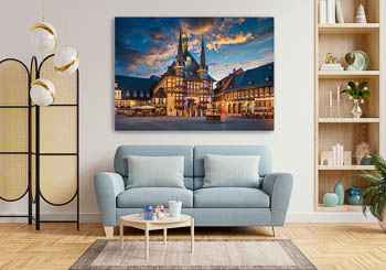 Wall Art | Town Hall of Wernigerode at night