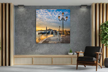 Wandbild | Gondeln beim Sonnenaufgang in Venedig