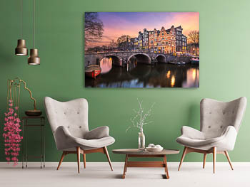 Wandbild | Sonnenuntergang an der Brouwersgracht in Amsterdam