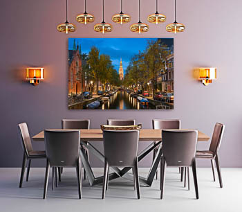 Wandbild | Gracht in Amsterdam bei Nacht