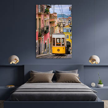 Wall Art | Historic yellow tram in Lisbon
